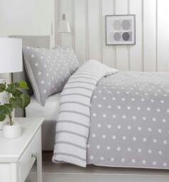 Rackhams Spots and Stripes Grey Duvet Cover Set - Single - thumbnail 1