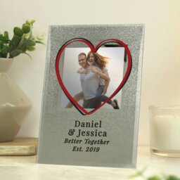 Rackhams Personalised Heart 4x4 Glitter Glass Photo Frame