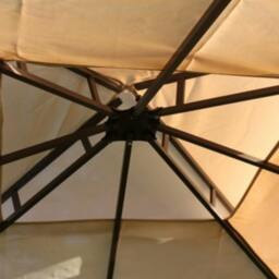 Rackhams 2.5m Square Gazebo with Beige Polyester Cover and 4 Curtains, Steel Frame with Leaf Corner Design - thumbnail 5