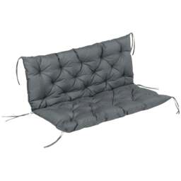 Rackhams Garden Bench Cushion, 2 Seater Swing Chair Cushion, Seat Pad with Ties for Indoor and Outdoor Use, 110 x 120 cm, Dark Grey - thumbnail 1