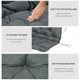 Rackhams Garden Bench Cushion, 2 Seater Swing Chair Cushion, Seat Pad with Ties for Indoor and Outdoor Use, 110 x 120 cm, Dark Grey - thumbnail 6