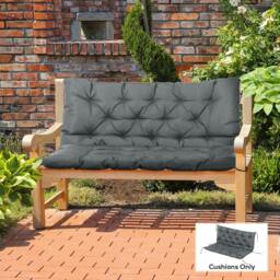 Rackhams Garden Bench Cushion, 2 Seater Swing Chair Cushion, Seat Pad with Ties for Indoor and Outdoor Use, 110 x 120 cm, Dark Grey - thumbnail 2