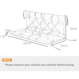 Rackhams Garden Bench Cushion, 2 Seater Swing Chair Cushion, Seat Pad with Ties for Indoor and Outdoor Use, 110 x 120 cm, Dark Grey - thumbnail 3