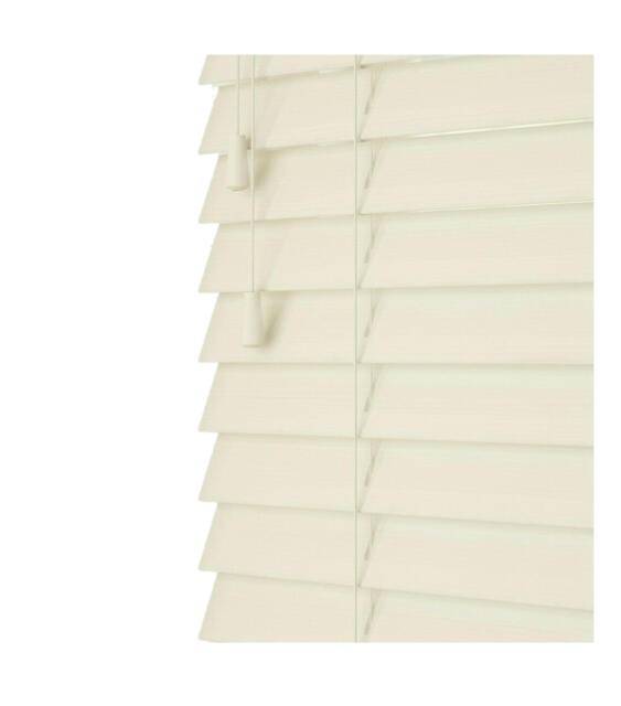 Rackhams Misty White Smooth Finish Faux Wood Venetian Blinds with Strings (130cm drop) - 230cm - image 1