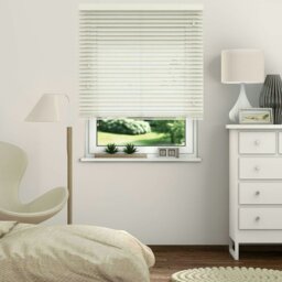 Rackhams Misty White  Smooth Finish Faux Wood Venetian Blinds with Strings  (130cm drop) - 230cm - thumbnail 3