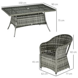 Rackhams PE Rattan Garden Dining Set for 6 with Seat and Back Cushions - thumbnail 5