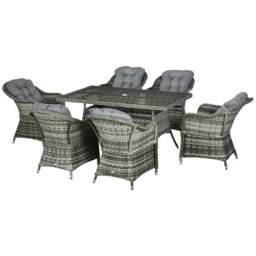 Rackhams PE Rattan Garden Dining Set for 6 with Seat and Back Cushions - thumbnail 2