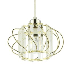 Rackhams Modern Pendant Lamp Shade with Clear Acrylic Rectangular Prims and Gold Frame - thumbnail 4