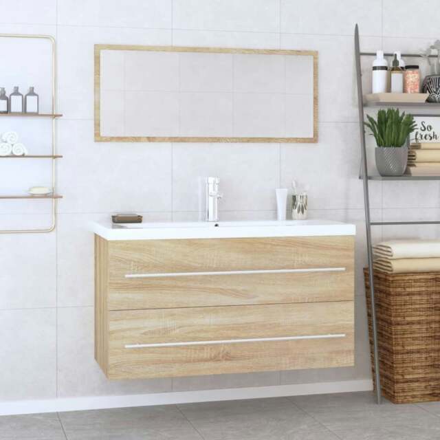 Rackhams 3 Piece Bathroom Furniture Set Sonoma Oak