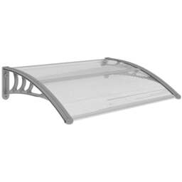 Rackhams Front Door Canopy Outdoor Awning Aluminium Rigid Plastic Polycarbonate Rain Shelter UV Water Rain Resistant 100 x 75cm Clear - thumbnail 1