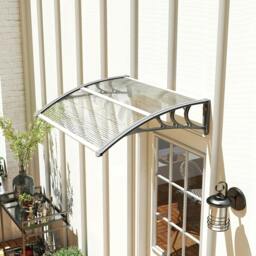Rackhams Front Door Canopy Outdoor Awning Aluminium Rigid Plastic Polycarbonate Rain Shelter UV Water Rain Resistant 100 x 75cm Clear - thumbnail 2