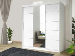 Rackhams Stylish Bedroom Sliding Wardrobe with LED Light - comes in White/Grey/Black/Oak and Width 120cm/150cm/180cm/203cm/250cm - 180cm - Black - Modern - thumbnail 2