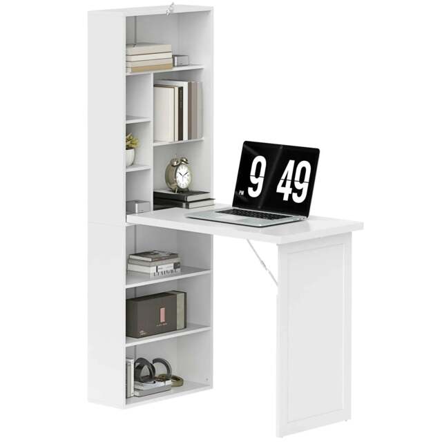 Rackhams Three-Part Work Desk, with Storage and Writing Board - White