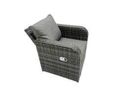 Rackhams Garden Rattan Outdoor Furniture Set 9 Seater with 3 Seater Sofa Side Table 2 Big Stool 2 Small Stools Dark Grey - thumbnail 4