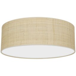 Rackhams Marshall Hand Made Designer Ceiling Lamp In Matt White Metal And Natural Rattan Coloured Fabric - thumbnail 2