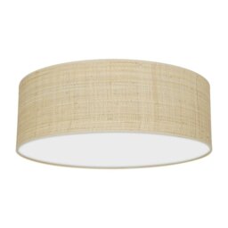 Rackhams Marshall Hand Made Designer Ceiling Lamp In Matt White Metal And Natural Rattan Coloured Fabric - thumbnail 5