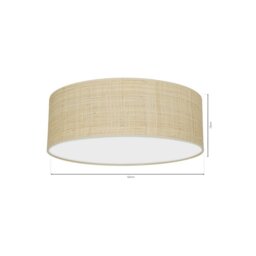 Rackhams Marshall Hand Made Designer Ceiling Lamp In Matt White Metal And Natural Rattan Coloured Fabric - thumbnail 6