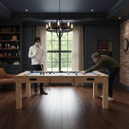 Rackhams 7-In-1 Oak Games Table, Darts Bundle & LED Light - thumbnail 4