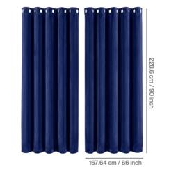 Rackhams Thick Thermal Blackout Curtains Velvet 66x90 Inch Eyelet Ring Top Blue - thumbnail 3