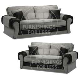 Rackhams Portland Mixed Fabric Sofa Suite - Brown and Beige - thumbnail 6