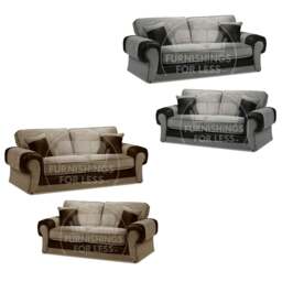 Rackhams Portland Mixed Fabric Sofa Suite - Brown and Beige - thumbnail 3