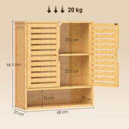 Rackhams Wall Mounted Bathroom Cabinet with 2 Louvered Doors, Open Shelf - thumbnail 3
