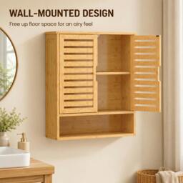 Rackhams Wall Mounted Bathroom Cabinet with 2 Louvered Doors, Open Shelf - thumbnail 5