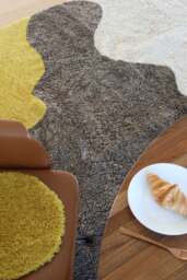 Rackhams Short Wool Curly Sheepskin River Design Rug - Graphite/Cappuccino/Pearl - 170x240 cm - thumbnail 4