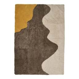 Rackhams Short Wool Curly Sheepskin River Design Rug - Graphite/Cappuccino/Pearl - 170x240 cm - thumbnail 1