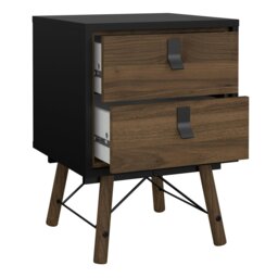 Rackhams Ry Bedside cabinet 2 drawer in Matt Black Walnut - Black - Manufactured wood - 1 - thumbnail 5