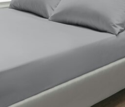 Rackhams 200 Thread Count Percale Cotton Fitted Sheet - Grey - Double