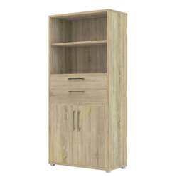 Rackhams Prima Bookcase 2 Shelves with 2 Drawers 2 Doors In Oak - Oak Effect - Wood - 1 - thumbnail 3