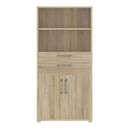 Rackhams Prima Bookcase 2 Shelves with 2 Drawers 2 Doors In Oak - Oak Effect - Wood - 1 - thumbnail 2