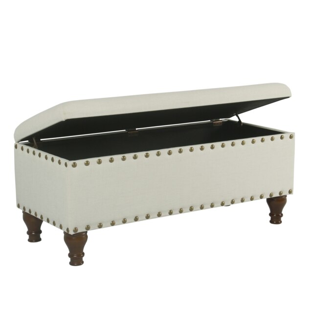 Rackhams Chelsea Storage Ottoman Bench - Cream/Brass Upholstered with flip lid - Cream/Brass - image 1