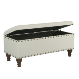 Rackhams Chelsea Storage Ottoman Bench - Cream/Brass Upholstered with flip lid - Cream/Brass