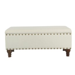 Rackhams Chelsea Storage Ottoman Bench - Cream/Brass Upholstered with flip lid - Cream/Brass - thumbnail 3