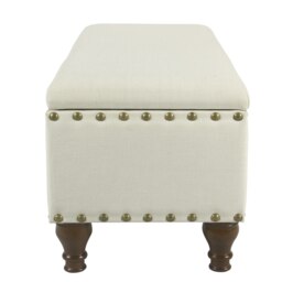 Rackhams Chelsea Storage Ottoman Bench - Cream/Brass Upholstered with flip lid - Cream/Brass - thumbnail 4