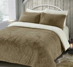 Rackhams Alaska Shaggy Faux Fur Fluffy and Warm Fleece Duvet Cover Set - Ochre - Single - thumbnail 3
