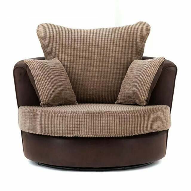 Rackhams Luca Fabric Swivel Chair - Brown and Beige - image 1