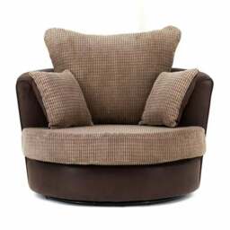 Rackhams Luca Fabric Swivel Chair - Brown and Beige - thumbnail 1