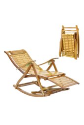 Rackhams Bamboo Rocking Chair Foldable Recliner - Natural - thumbnail 4