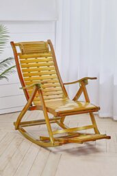 Rackhams Bamboo Rocking Chair Foldable Recliner - Natural - thumbnail 1