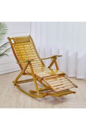 Rackhams Bamboo Rocking Chair Foldable Recliner - Natural - thumbnail 2