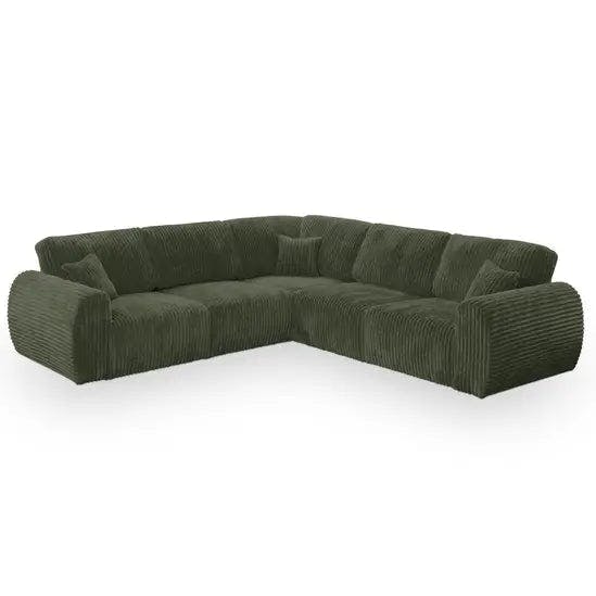 Rackhams Sereno Jumbo Cord Large Corner Sofa Full Back - Khaki - image 1