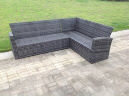 Rackhams High Back Grey Mixed Outdoor garden furniture Rattan Corner Sofa Dining Set Table 6 Seater right corner - thumbnail 5
