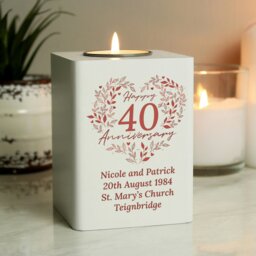 Rackhams Personalised 40th Ruby Wedding Anniversary Tea Light Holder - thumbnail 4