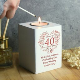 Rackhams Personalised 40th Ruby Wedding Anniversary Tea Light Holder - thumbnail 2