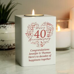 Rackhams Personalised 40th Ruby Wedding Anniversary Tea Light Holder