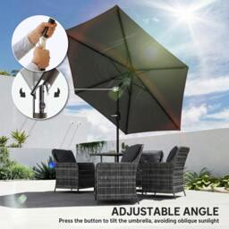 Rackhams 2.6M Garden Parasol Umbrella with Aluminium Pole, Tilt, Crank - Cream - Dia. 2.65 x 2.3H m - thumbnail 6
