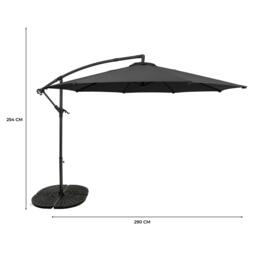 Rackhams Cantilever Parasol 3m With Full Fan Base – Grey - thumbnail 5